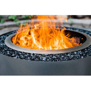 Luxeve 24 Smoke Less Fire Pit with Lid & Black Glass - Stainless Steel